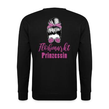 Flohmarkt Trödelmarkt Frauen - Unisex Pullover - Schwarz - Hinten - Alina (178cm)
