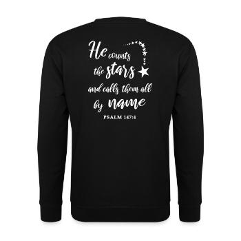 Christian God Faith Psalm 147:4 - Unisex Sweatshirt - black - Back - Alina (178cm)