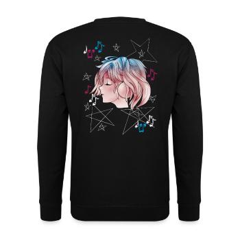 Manga Girl avec Casque Anime - Sweat-shirt Unisexe - noir - Dos - Michal (187cm)