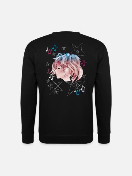 Manga Girl mit Kopfhörer Anime - Unisex Pullover - Schwarz