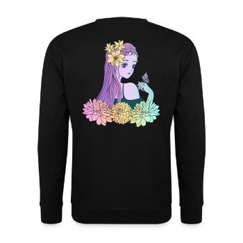Manga Girl Anime Fille Papillon - Sweat-shirt Unisexe - noir - Dos - Michal (187cm)