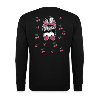 Rockabilly Girl with Cherries - Unisex Sweatshirt - black - Back - Michal (187cm)