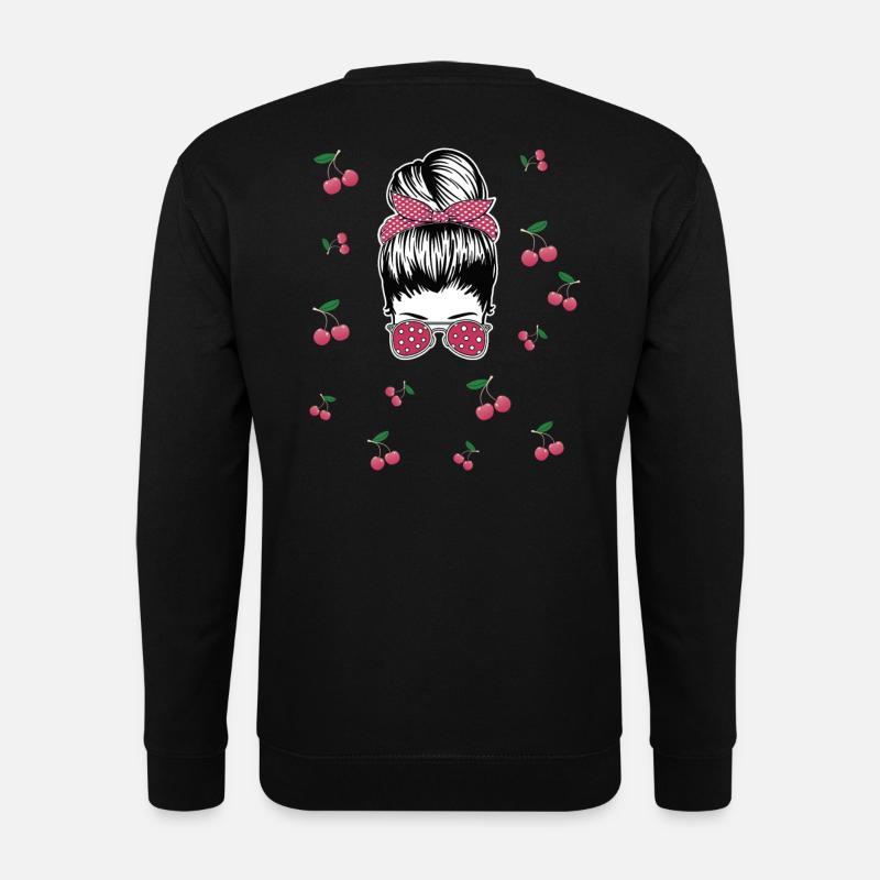 Rockabilly Girl mit Kirschen - Unisex Pullover - Schwarz