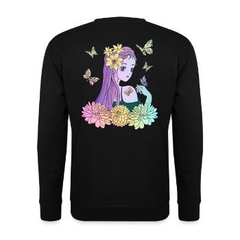 Manga girl avec des papillons - Sweat-shirt Unisexe - noir - Dos - Michal (187cm)