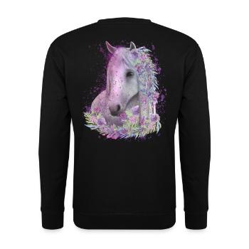 Motif de cheval Aquarelles Cavalier Cadeau - Sweat-shirt Unisexe - noir - Dos - Michal (187cm)