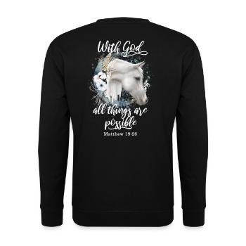 Citation chrétienne Cheval Motif Chevaux Cadeau - Sweat-shirt Unisexe - noir - Dos - Alina (178cm)