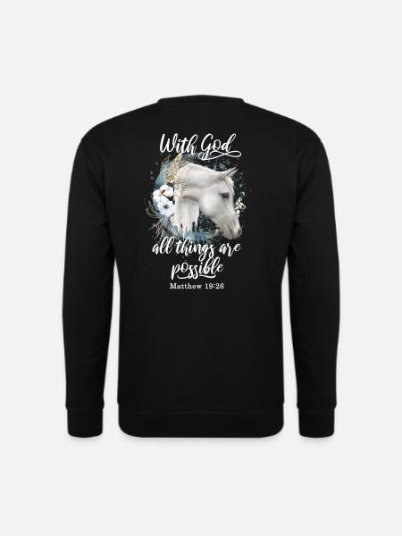 Christliches Zitat Pferdemotiv Pferde Geschenk - Unisex Pullover - Schwarz