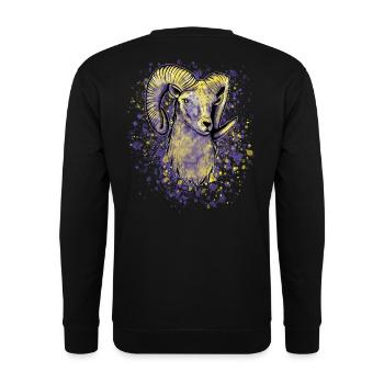 Bunter Widder Sternzeichen - Unisex Pullover - Schwarz - Hinten - Alina (178cm)