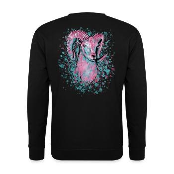Widder Vaporwave - Unisex Pullover - Schwarz - Hinten - Alina (178cm)