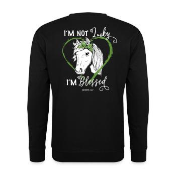Fan de cheval religieux chrétien - Sweat-shirt Unisexe - noir - Dos - Alina (178cm)