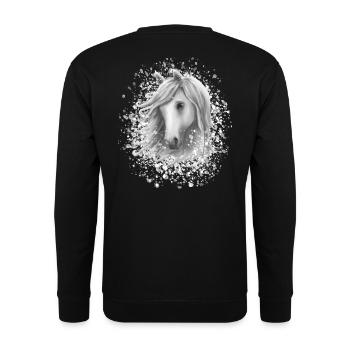 Tête de cheval dans la neige - Sweat-shirt Unisexe - noir - Dos - Alina (178cm)