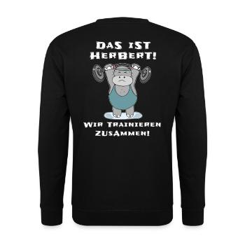 Das ist Herbert wir trainieren zusammen Fitness - Unisex Pullover - Schwarz - Hinten - Alina (178cm)