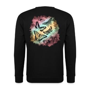Bunte Schmetterlinge Soft Grunge - Unisex Pullover - Schwarz - Hinten - Alina (178cm)
