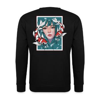 Anime Koi - Unisex Pullover - Schwarz - Hinten - Alina (178cm)