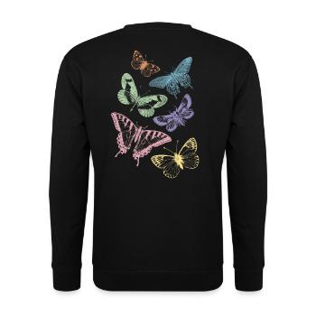 Bunte Schmetterlinge - Unisex Pullover - Schwarz - Hinten - Alina (178cm)