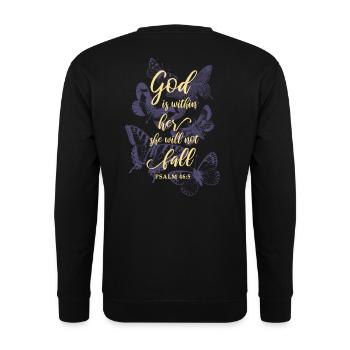 Schmetterlinge Bibelvers Christlich - Unisex Pullover - Schwarz - Hinten - Alina (178cm)