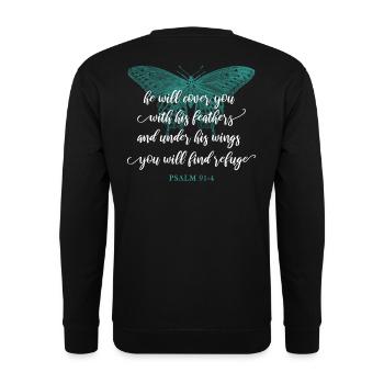 Citation chrétienne verset biblique Religieux - Sweat-shirt Unisexe - noir - Dos - Alina (178cm)