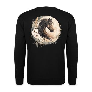 Pferd Boho - Unisex Pullover - Schwarz - Hinten - Alina (178cm)
