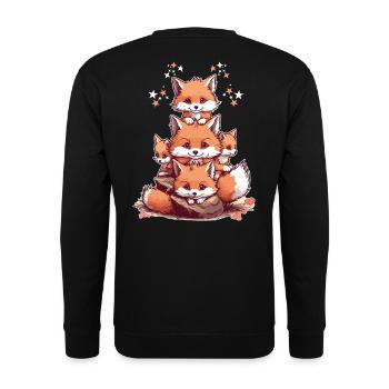 Cute foxes - Unisex Sweatshirt - black - Back - Alina (178cm)