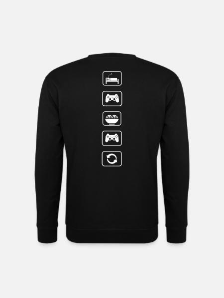 Eat Sleep Game Repeat - Lustiges Gaming-Design - Unisex Pullover - Schwarz