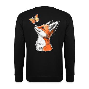 Renard avec papillon - Sweat-shirt Unisexe - noir - Dos - Alina (178cm)