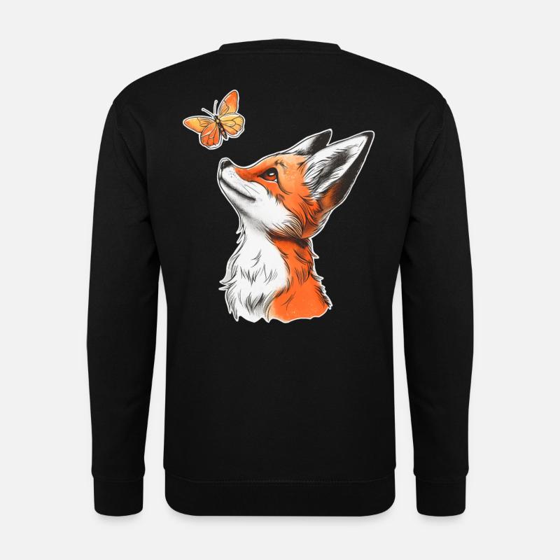 Renard avec papillon - Sweat-shirt Unisexe - noir