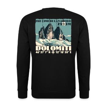 Dolomites de Tre Cime Lavaredo Dolomites des Trois Pics - Sweat-shirt Unisexe - noir - Dos - Alina (178cm)