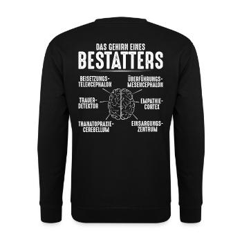 Bestatter Totengräber Leichenbestatter Mortician - Unisex Pullover - Schwarz - Hinten - Michal (187cm)