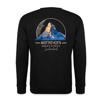 Matterhorn Zermatt Wandern Tour Bergtour Souvenir - Unisex Pullover - Schwarz - Hinten - Alina (178cm)