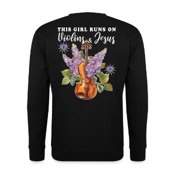 Violine Geige - Unisex Pullover - Schwarz - Hinten - Alina (178cm)