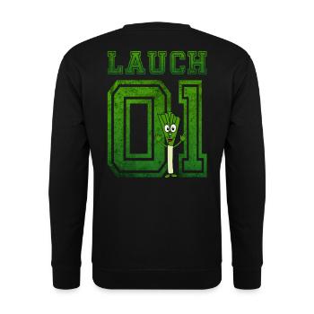 Lauch 01 mit Lauch grün vintage - Unisex Pullover - Schwarz - Hinten - Alina (178cm)