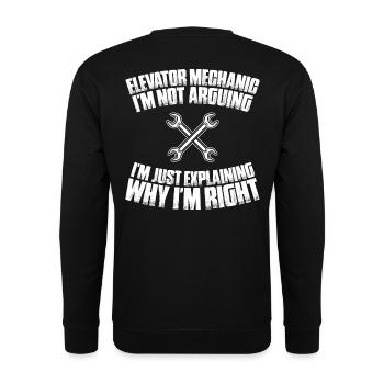 Monte ascenseur mécanicien d’ascenseur Elevator Mechanic - Sweat-shirt Unisexe - noir - Dos - Alina (178cm)