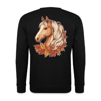 Cheval automne - Sweat-shirt Unisexe - noir - Dos - Alina (178cm)