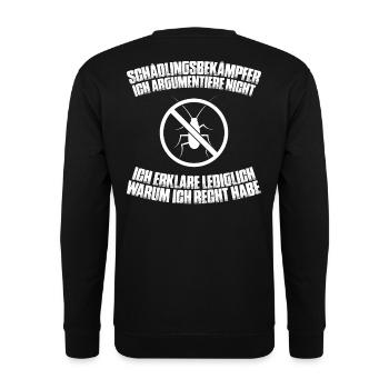 Schädlingsbekämpfer Kammerjäger Exterminator - Unisex Pullover - Schwarz - Hinten - Alina (178cm)