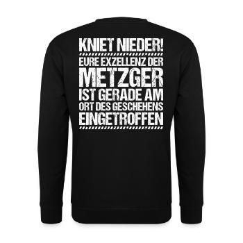 Metzger Fleischer Metzgerin Metzgerei Fleischerei - Unisex Pullover - Schwarz - Hinten - Michal (187cm)