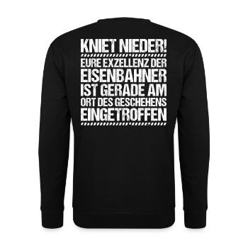 Eisenbahner Triebfahrzeugführer Railroader - Unisex Pullover - Schwarz - Hinten - Alina (178cm)