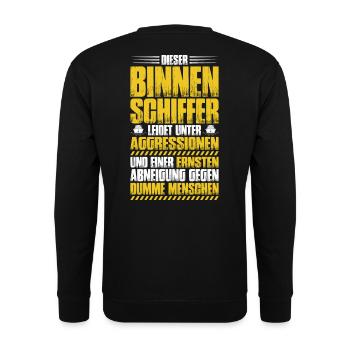 Binnenschiffer Binnenschifffahrt Binnenschiff - Unisex Pullover - Schwarz - Hinten - Alina (178cm)