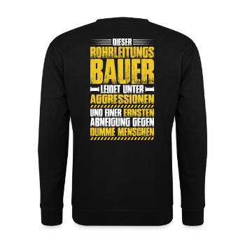 Rohrleitungsbauer Rohrleitungsbau Pipelayer - Unisex Pullover - Schwarz - Hinten - Alina (178cm)