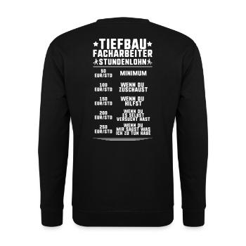 Tiefbaufacharbeiter Tiefbau Spezialtiefbauer - Unisex Pullover - Schwarz - Hinten - Michal (187cm)