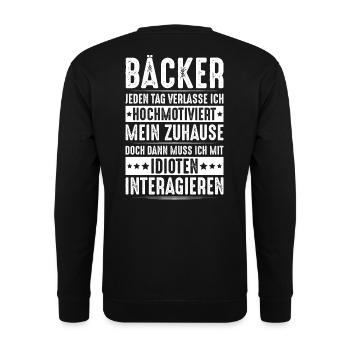 Bäcker Backen Bäckerin Bäckerei Baker Baking - Unisex Pullover - Schwarz - Hinten - Michal (187cm)