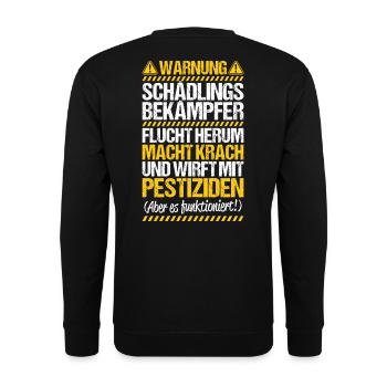 Schädlingsbekämpfer Kammerjäger Exterminator - Unisex Pullover - Schwarz - Hinten - Michal (187cm)