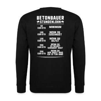 Betonbauer Stahlbetonbauer Concrete Worker - Unisex Pullover - Schwarz - Hinten - Alina (178cm)