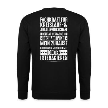 Fachkraft für Kreislauf- und Abfallwirtschaft - Unisex Pullover - Schwarz - Hinten - Michal (187cm)