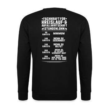 Fachkraft für Kreislauf- und Abfallwirtschaft - Unisex Pullover - Schwarz - Hinten - Michal (187cm)