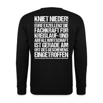 Fachkraft für Kreislauf- und Abfallwirtschaft - Unisex Pullover - Schwarz - Hinten - Michal (187cm)