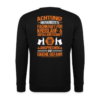 Fachkraft für Kreislauf- und Abfallwirtschaft - Unisex Pullover - Schwarz - Hinten - Michal (187cm)