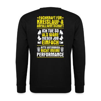 Fachkraft für Kreislauf- und Abfallwirtschaft - Unisex Pullover - Schwarz - Hinten - Michal (187cm)