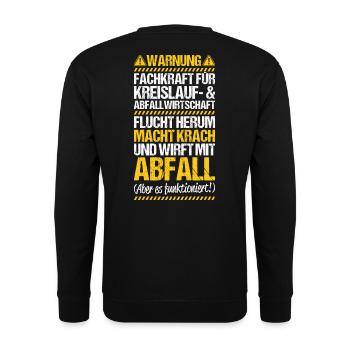 Fachkraft für Kreislauf- und Abfallwirtschaft - Unisex Pullover - Schwarz - Hinten - Michal (187cm)