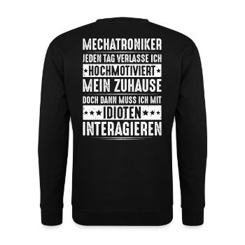 Mechatroniker Mechatronik Mechatronics Engineer - Unisex Pullover - Schwarz - Hinten - Alina (178cm)