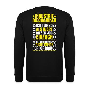 Industriemechaniker Industrial Mechanic - Unisex Pullover - Schwarz - Hinten - Michal (187cm)